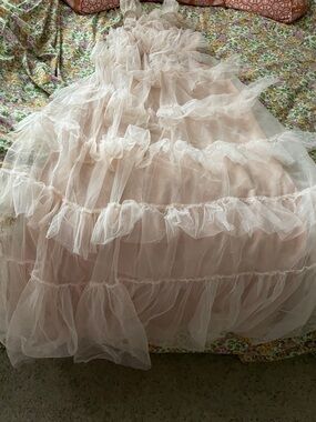 Show Me Your Mumu Romantic Ruffle Tiered Maxi Dress in Soft Blush